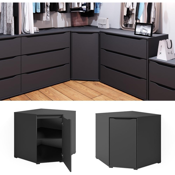 Комод Vicco Ruben з дверцятами, антрацит, 78x77,6 см, шафа для зберігання