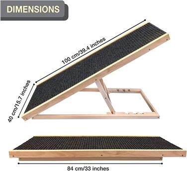 Східці для собак Hunderampe 100 см, складані для авто, котів та собак великих та малих порід, до 100 кг, розмір 100x40x30/40/50/60 см