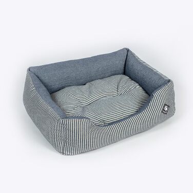 Ліжко для собак Danish Designs, стиль Марітайл, денім, блакитно-кремове, 58 см, розмір 62 x 50 x 17 см