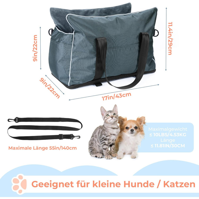 Автокрісло для маленьких собак та котів, кріплення на середню консоль, знімний, можна прати, з хутром, для цуценят, м'яке, тепле, сіре, маленьке