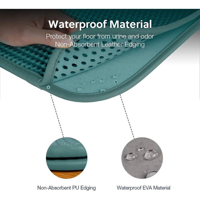 Килимок для котячого туалету WePet, лоток для котячого туалету - середній розмір, стільникова структура, двошаровий килимок, без фталатів, захист від сечі, водонепроникний, легко чиститься, контролює розсипання наповнювача, 61 x 38.1 см, Бежевий