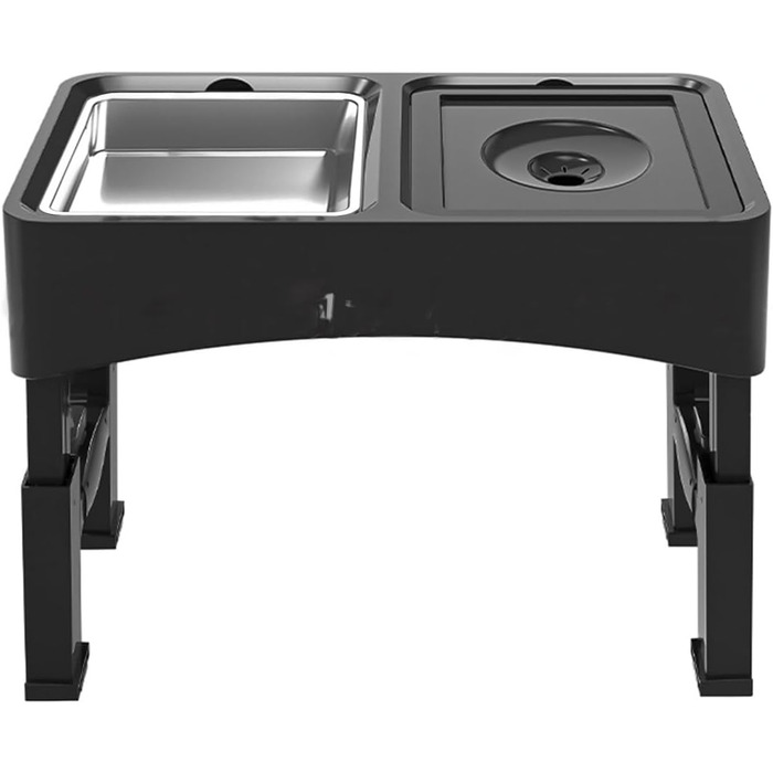 Підвищена годівниця для собак WS - 2-в-1 з регульованою висотою, анти-розливання, миска для корму та води без облизування (чорна)