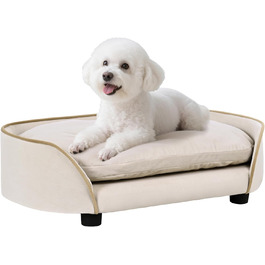 Диван для собак PawHut, знімний подушкою, знімний та пральний чохол, оксамит, 66 x 43 x 19,5 см, Бежевий