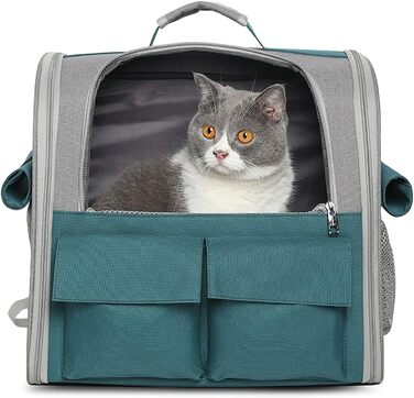 Рюкзак для тварин PETCUTE: переноска для собак та котів, знімний килимок, безпечний ремінь, зелений