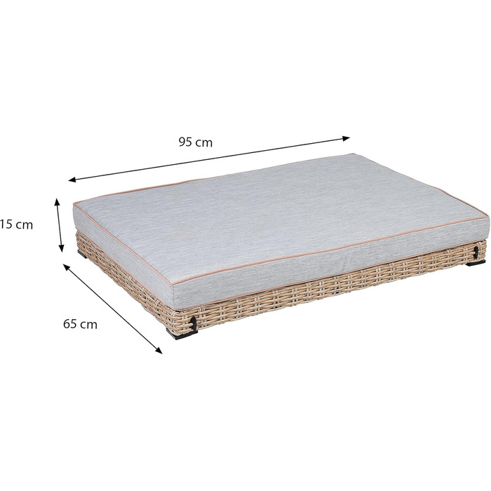 greemotion Лежанка для собак з поліротангу з подушкою, 95 x 15 x 65 см, розміри подушки 95 x 15 x 8 см