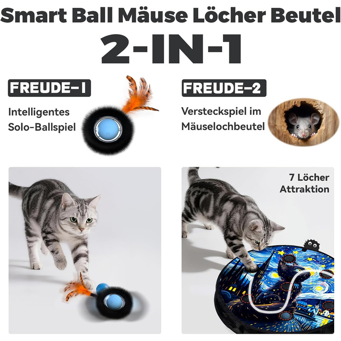 Іграшка для котів, інтерактивна кулька з лабіринтом, автоматична іграшка-мисливець з пір'ям, мисливська іграшка, подарунок для кота