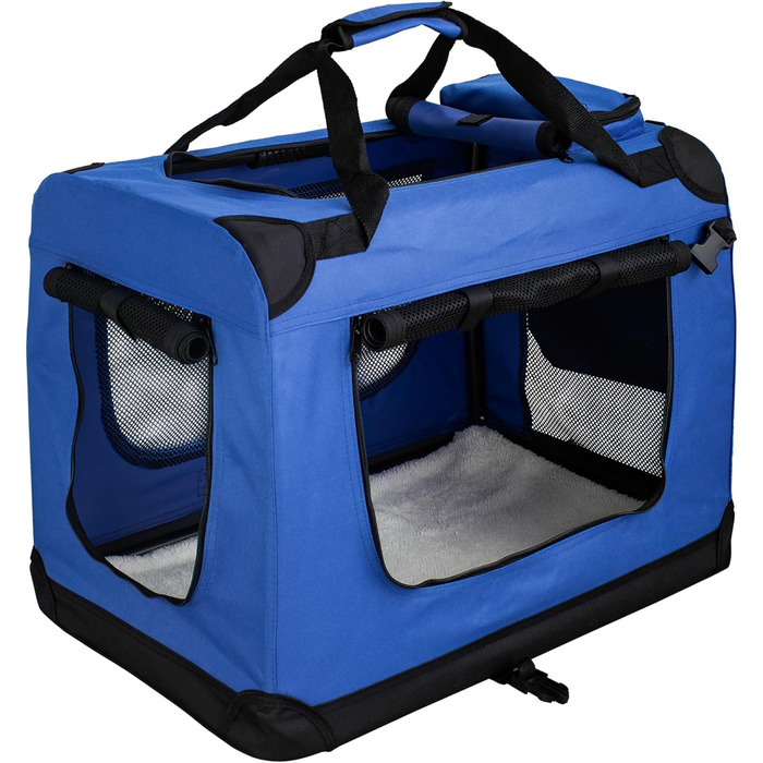 Транспортна переноска для собак та котів Petigi (M, 60x42x45 см, блакитна) - переноска-ліжко для авто