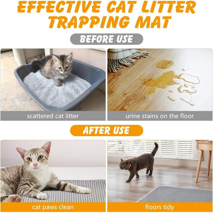 Килимок для котячого туалету Ondware, 117.8 x 66 см, двошаровий, водонепроникний (сірий)