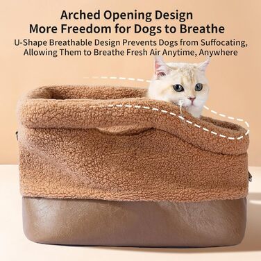 Трагеція для маленьких домашніх тварин, водонепроникна та тепла, з ременем безпеки, для собак та котів, для малих та середніх порід, для зимового відпочинку, подорожей та покупок (колір: коричневий)