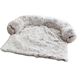 М'яка плюшева лежанка для собак, диван, заспокійне лежанка, ультрам'яке хутро, лежанка для домашніх тварин, м'яка, пральна, подушка, захист меблів, лежанка для собак та котів, M, кавовий колір