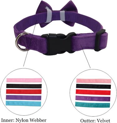 Нашийник для собак з краваткою WDPAWS, м'який велюр, швидка застібка, великі собаки (фіолетовий, L)