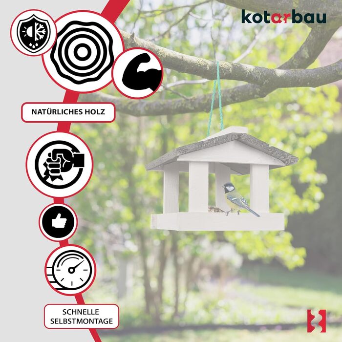 Дерев'яний годівничка для птахів KOTARBAU® з безкоштовним кормом 0,5 кг