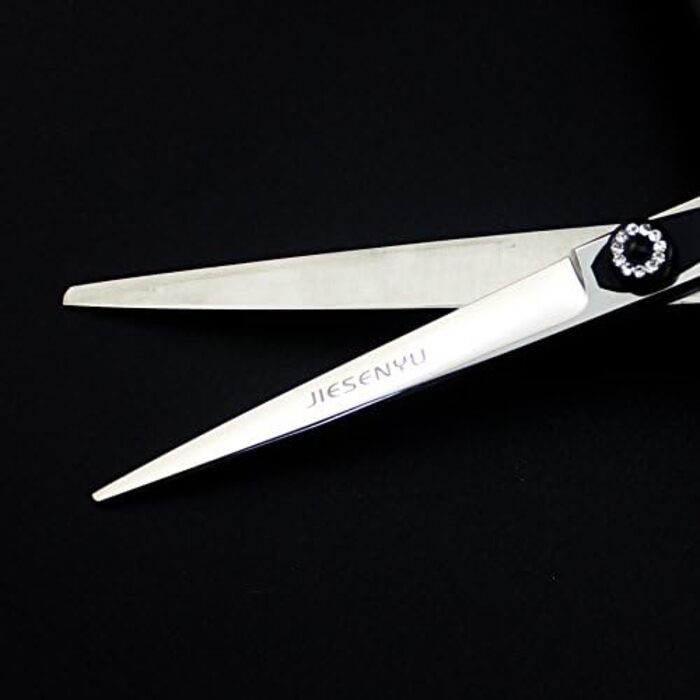 Набір професійних ножиць для грумінгу собак JIESENYU 7.0 дюймів (4 шт.) - прямі та тонкі леза, чорний колір