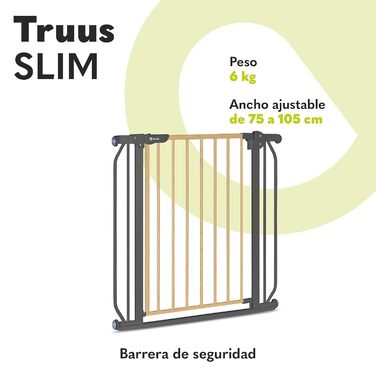 Захисні ворота LIONELO Truus Slim, регульована ширина 75-105 см, висота 77 см, двостороннє відкривання, самозамикаючі, округлені краї