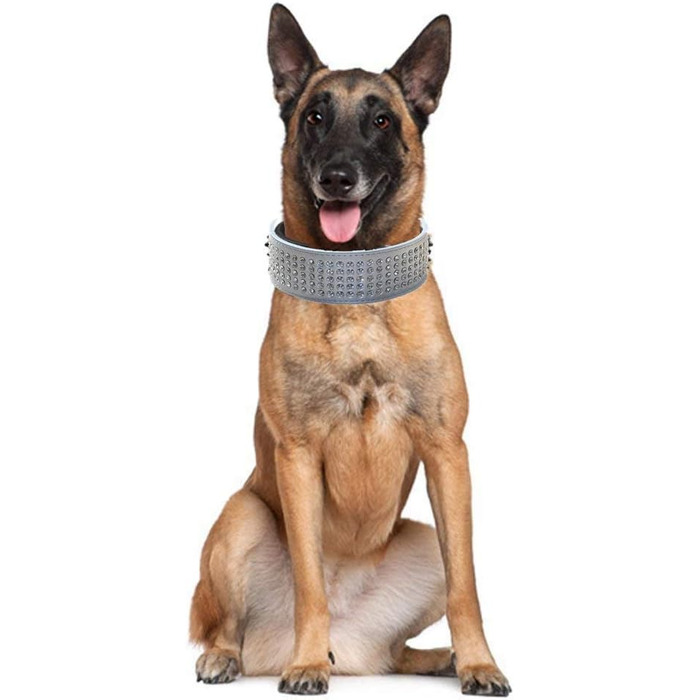 Нашийник для собак Haoyueer з стразами, 5 см, 5 рядів, рожевий, для середніх та великих собак