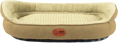 Ліжко для собак та котів Shiro Beige, велике, знімний чохол, машинне прання, м'яке, з піднятим бортиком, антиковзаюча підкладка, 90 x 70 x 25 см