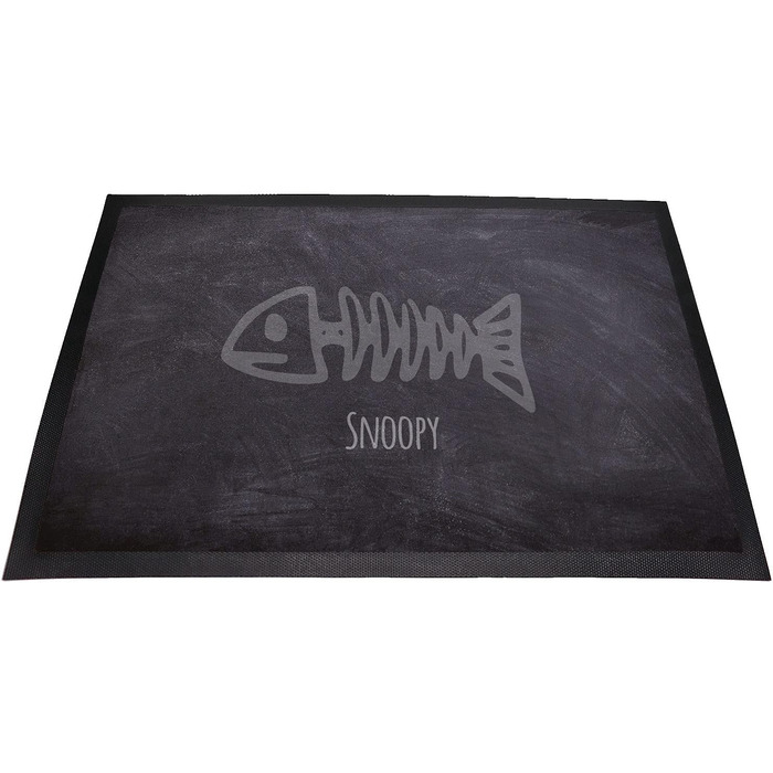 Килимок для корму з мотивом лап для собак з можливістю персоналізації імені | Миючий | (Рибка)