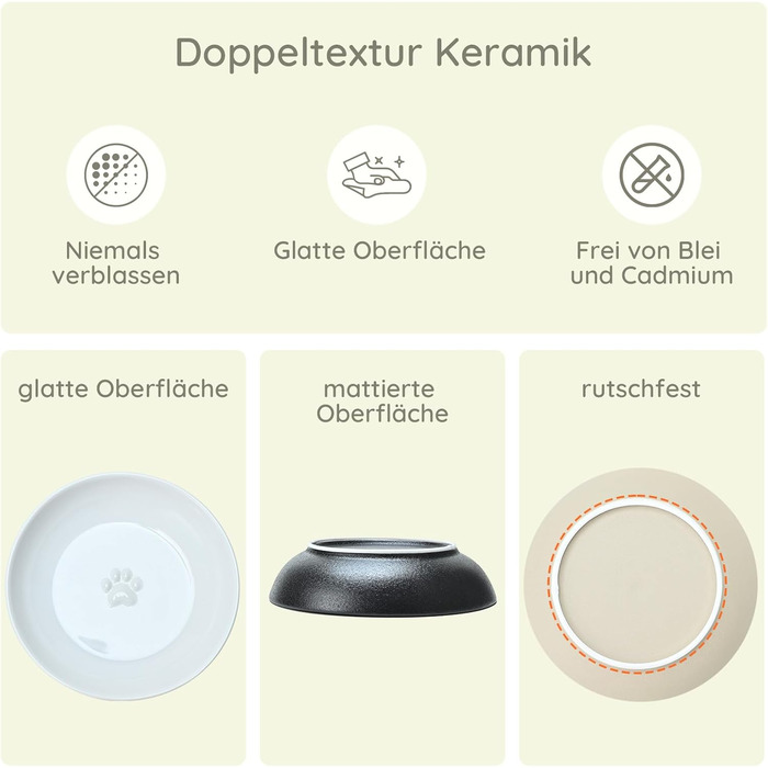 Набори мисок для котів SPUNKYJUNKY 3 шт. з кераміки. Миски для корму котів (білий, чорний, світло-коричневий, глибокі)