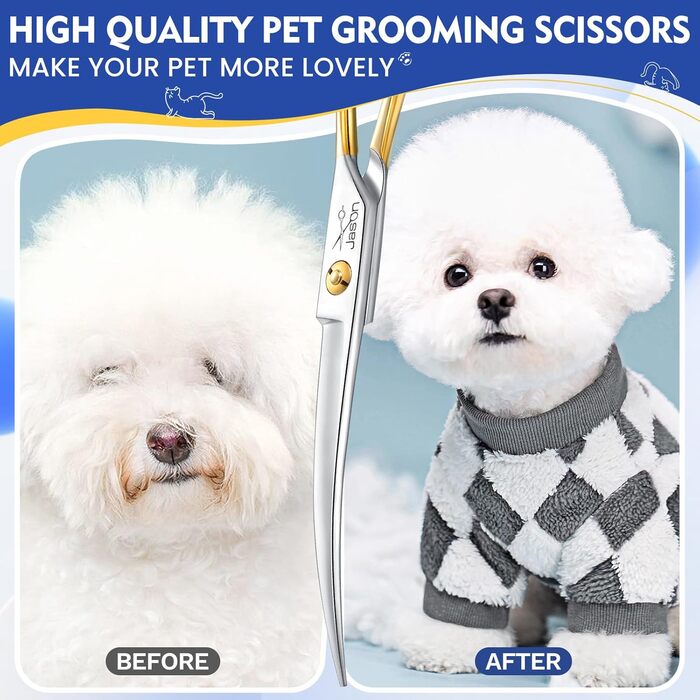 Професійна вигнута собача ножиця JASON 7.5 дюймів: ножиці для грумінгу собак та котів з японської нержавіючої сталі