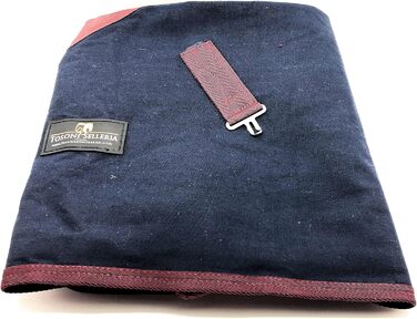 Літня повітропроникна попона для коней з бавовни Maddy 2 з ременями та захистом хвоста, 128 см (Синій/Бордовий)