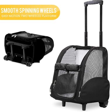 Чорний дорожній рюкзак для тварин Kopeks Deluxe, великий, 52 x 32 x 45 см