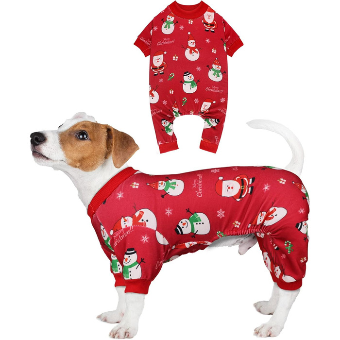 Піжама для собак на Різдво, червона, розмір M. Костюм для собак, теплий, зручний, святковий.