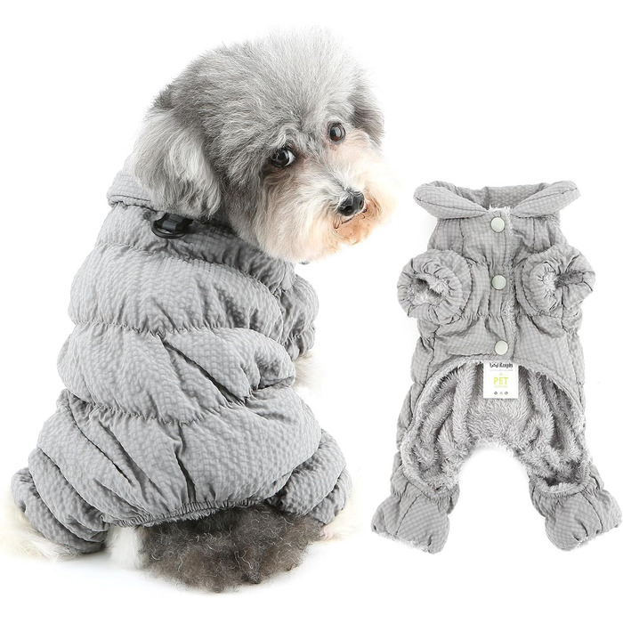 Зимовий теплий комбінезон для собак, водонепроникний, з флісовою підкладкою, для маленьких порід (йоркширський тер'єр, чихуахуа), зелений (XL, сірий)