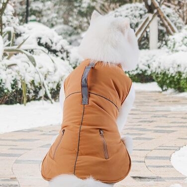 Зимова куртка для собак - тепла рожна куртка з флісу, вітронепроникний одяг для собак середнього розміру, коричнева