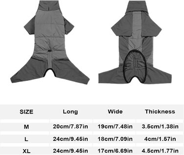 Водонепроникний зимовий одяг для собак: теплий куртка з високим коміром для маленьких, середніх та великих собак (Сірий, L)