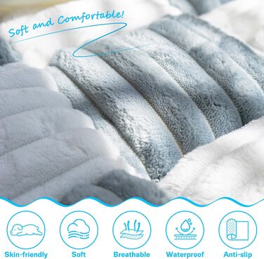 Незсувний авточохол для собак, килимок для домашніх тварин у візерунок на заднє сидіння, водонепроникний та стійкий до подряпин килимок для подорожей, м'який захист для автомобілів, вантажівок та позашляховиків (63 x 138 см), в клітинку, блакитно-сірий, 6