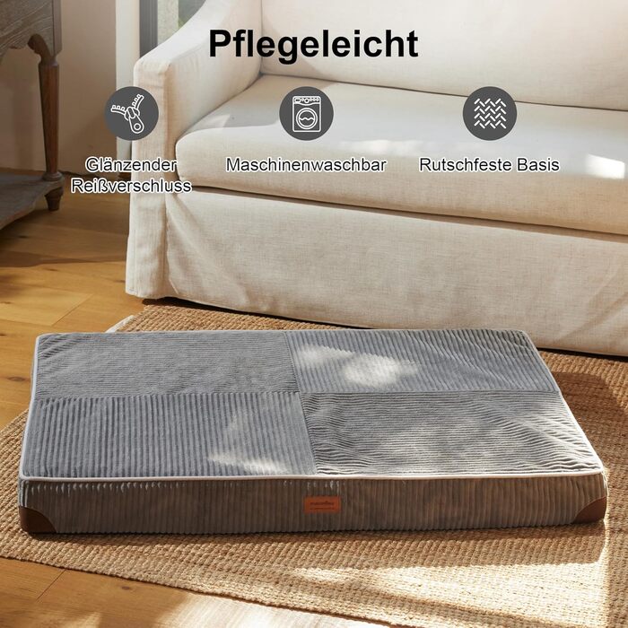 Ортопедичне ліжко для собак FUKUMARU - 91x56x9 см, зелене, з водонепроникним покриттям, м'яке, з антиковзаючою основою