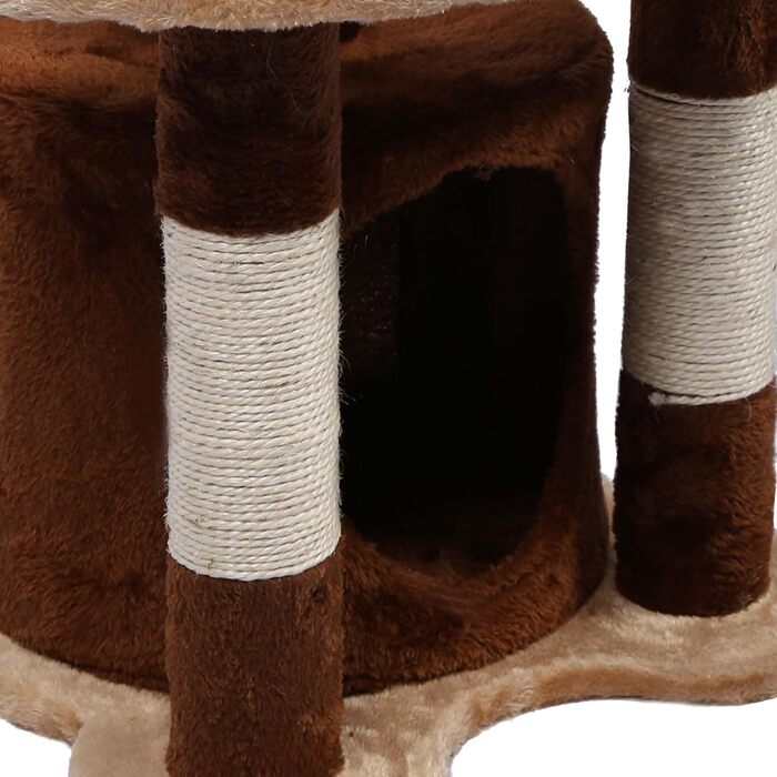 Дряпальня для котів Wiltec 67 см, чорно-біла з сизалю, платформа, будиночок та іграшковий м'яч, крізь котячий комплекс