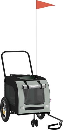 Фургон для собак VidaXL - переносний, з прапором та відбивачами, до 45 кг, 125 x 53 x 54 см