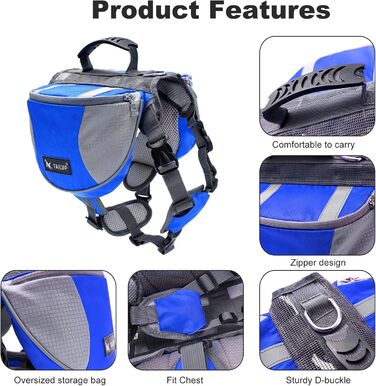PETCUTE Рюкзак-переноска для собак середніх та великих порід, регульований, для подорожей, прогулянок, тренувань, з ручкою, синій