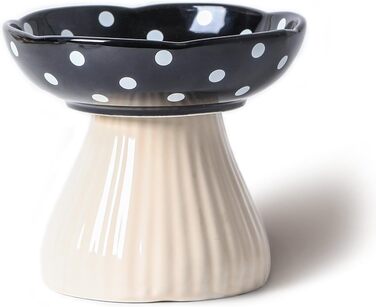 Підвищена годівниця для котів RESVUGA з милим дизайном, безпечна керамічна годівниця для малеких собак, корму та води (Жовтий) (Чорний гриб)