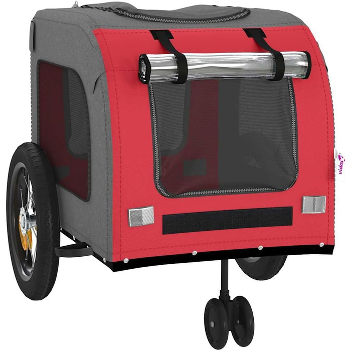 Причіп для собак VidaXL - червоний, 125x53x54 см, до 45 кг, з прапором та відбивачами