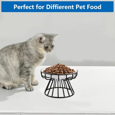 Набір мисок для котів VIDETOL (3 шт.) з підняттям, керамічні миски для корму з металевим підставкою та нековзною підкладкою, підходять для котів та собак