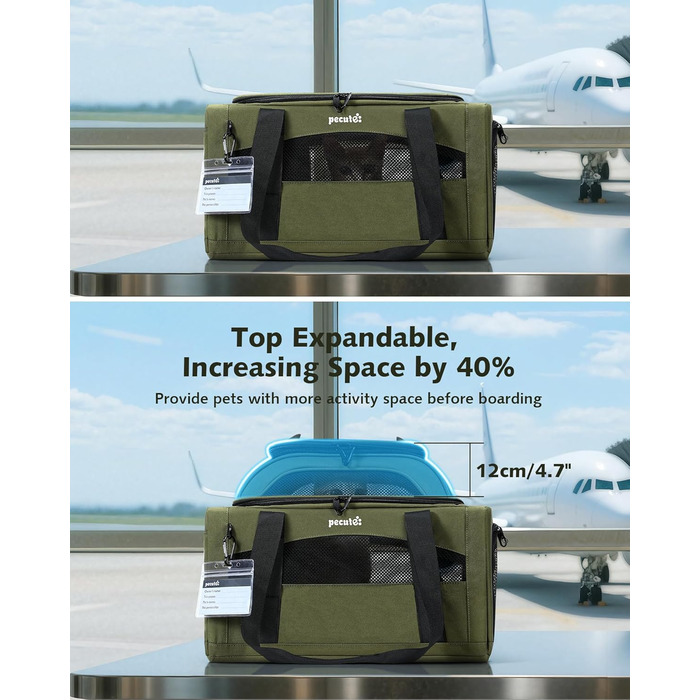 Транспортна сумка для котів Pecute: легка, складана, для подорожей, зелена
