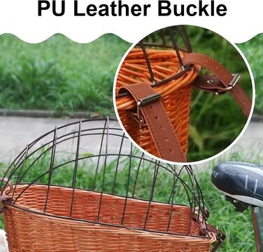 Задній велосипедний кошик для собак з плетіння соломи та дротяною сіткою (червоний)