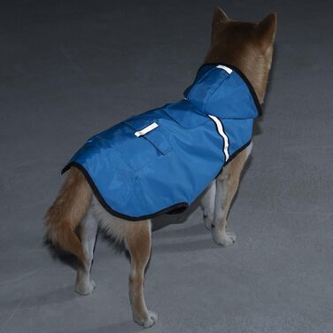 Водонепроникна куртка для собак KoKoBin з капюшоном, світловідбиваючими елементами, розмір XL, блакитна
