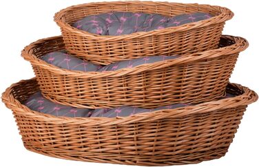 Корзина для собак з ротангу, сірого кольору, 100x75x27 см. Корзина для тварин, кошик для кота