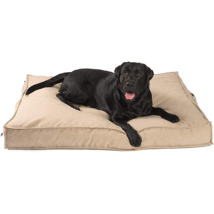 JAMAXX Преміум подушка для собак з якісного льону/Ортопедичний пінополіуретан Memory Visco/Знімний чохол, що стирається/Водовідштовхувальний внутрішній чохол - лежанка для собак PDB1005 (L) 120x90 Кофе-беж