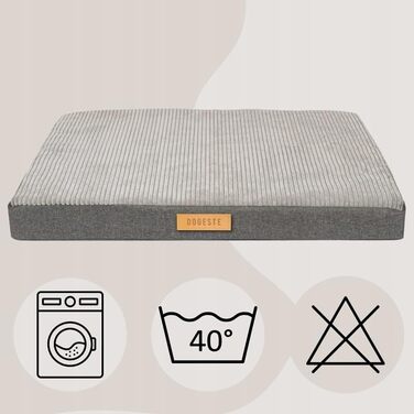 Ортопедичне велике ліжко для собак, подушка для собак, матрац для собак з пральною наволочкою, щадяще для суглобів, собаче ліжко/матрац з можливістю гравіювання імені (сірий, L 90 см x W 70 см x H 10 см)