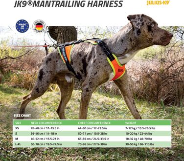 Шлейка для собак Julius-K9 Mantrailing Outdoor L-XL, неонова помаранчева з UV-кантом
