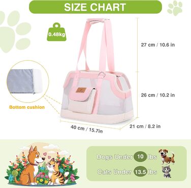 Транспортна сумка для собак та котів ALLSOPETS, рожева: легка, дихаюча, для подорожей та ветеринара