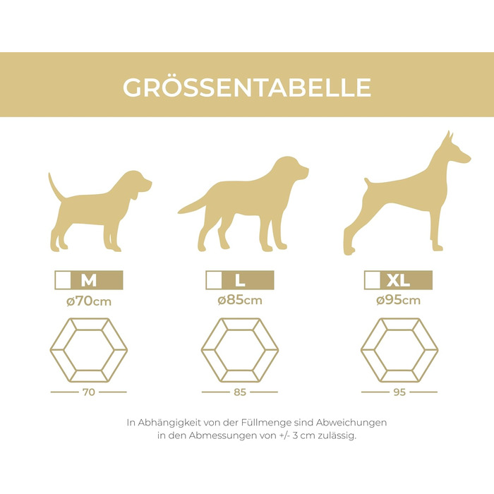 CAZO Преміум ліжко для собак та котів з пуховою наповнювачем, сіре, діаметр 70 см, розмір M, LPMG0204/A