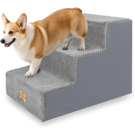 Сходинки для собак Непфайві: 3 сходинки, зручні для маленьких собак, знімний чохол, протиковзке покриття, 45x40x34 см (сірий)