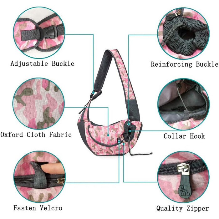 PETEMOO Сумка-переноска для собак і котів, червоно-камуфляжна, до 2.5 кг, з сіткою для дихання