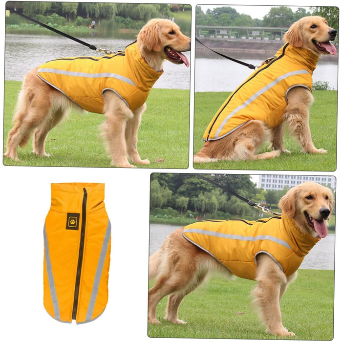 Легкий та міцний теплий зимовий накид для собак BESTonZON з світловідбиваючими смугами. Підходить для великих собак, захищає від негоди. Ідеальний для прогулянок.