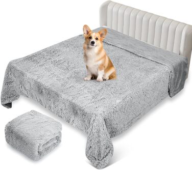 Водонепроникний коврик для собак, плюшевий та м'який, 152x127 см, великі породи, великий розмір, серпа фліс, захисний коврик для собачого дивана, сірий XL (152x127 см)